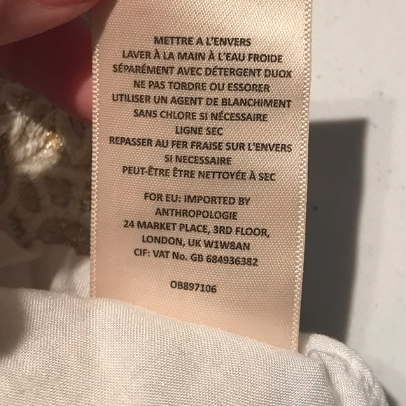 Anthropologie Moulinette Soeurs Skylar Gold Metallic Pleated Blouse Size 8 - Picture 8 of 9